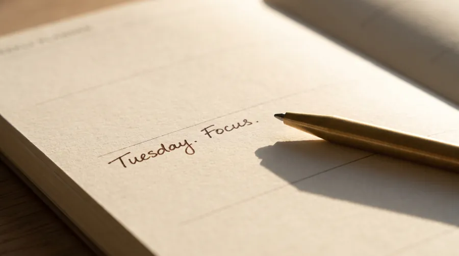 weekly planner with intentional white space and few commitments, representing a soft life approach to scheduling
